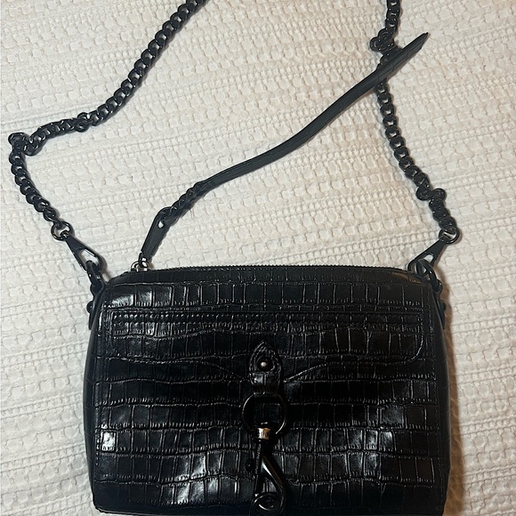 NEW‼️ REBECCA MINKOFF - Mini M.A.C Black Embossed Leather Crossbody Bag - Picture 8 of 17
